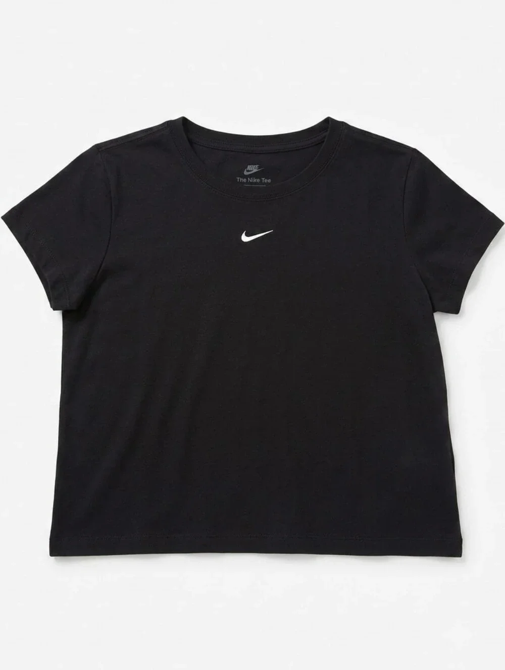 Nike Black Cropped Swoosh Tee for Women